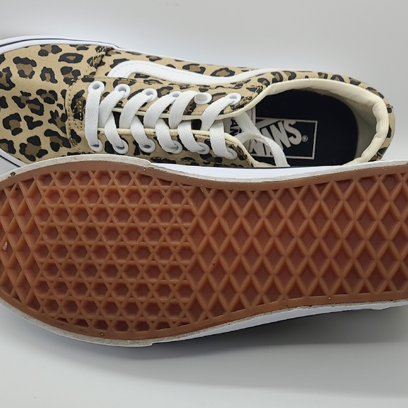 Vans Leopard-Print Low-Top Sneakers in Tan, Black & White - Picture 2 of 2